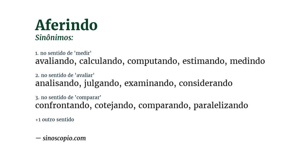 Sinônimo de aferindo