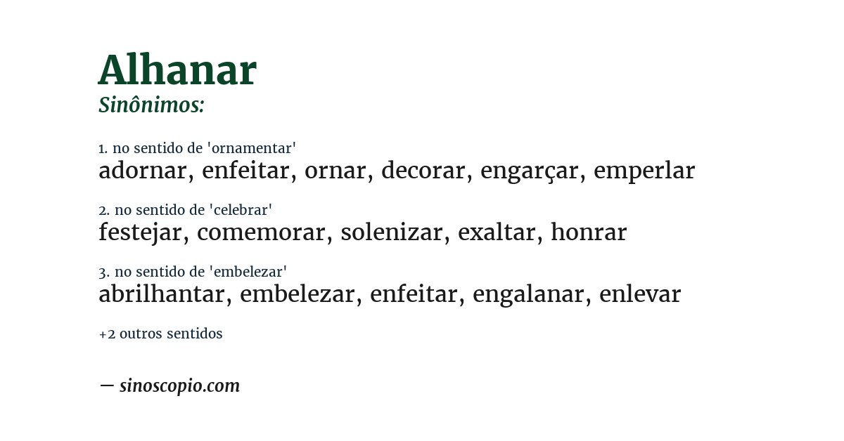 Sinônimo de alhanar