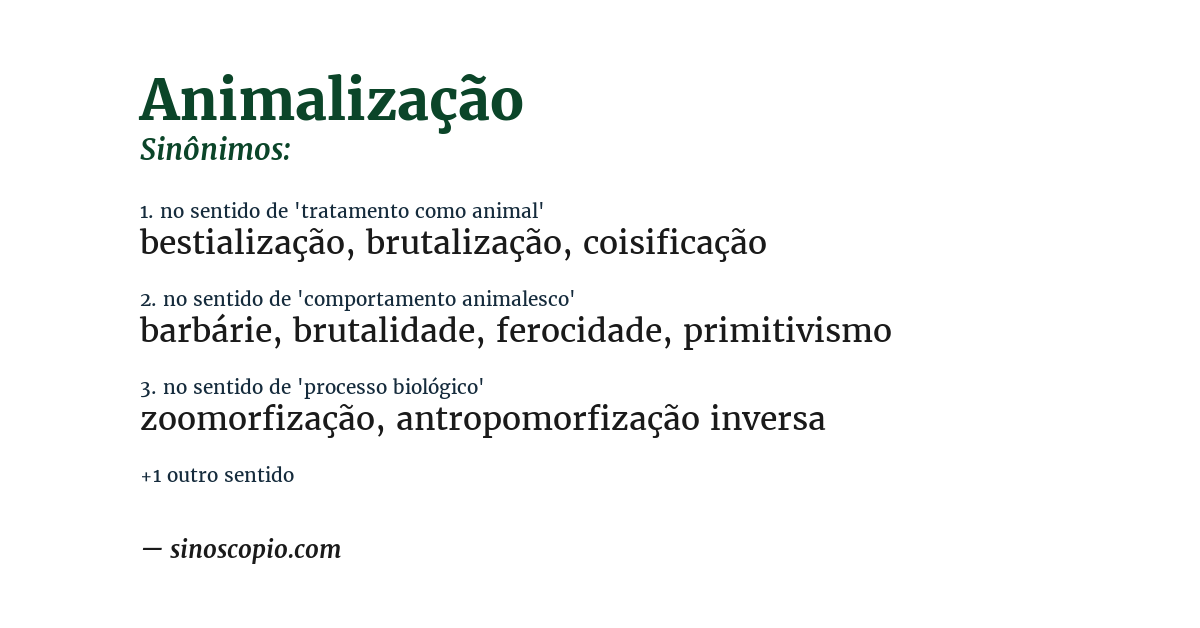 Sinônimo de animalização