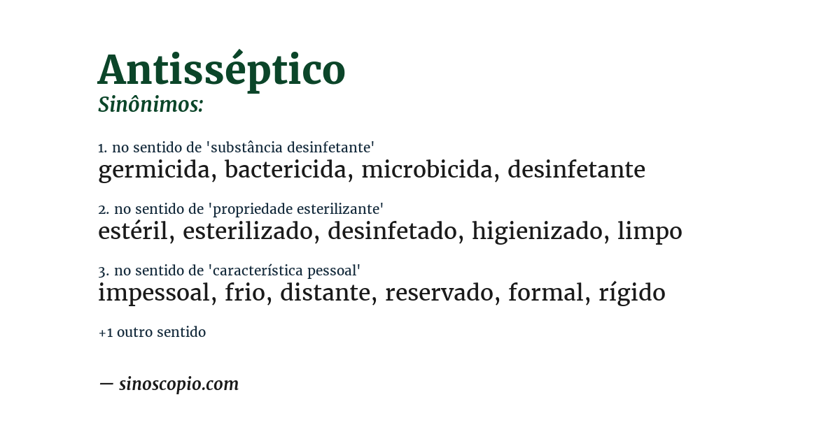Sinônimo de antisséptico
