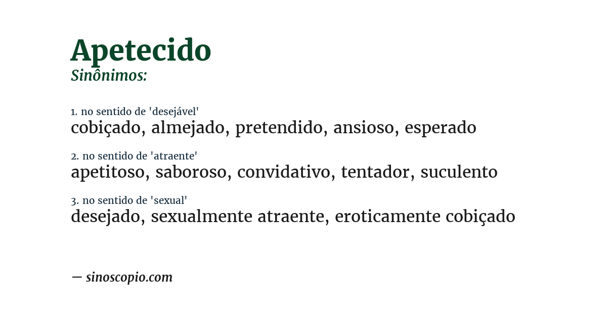 Sinônimo de apetecido