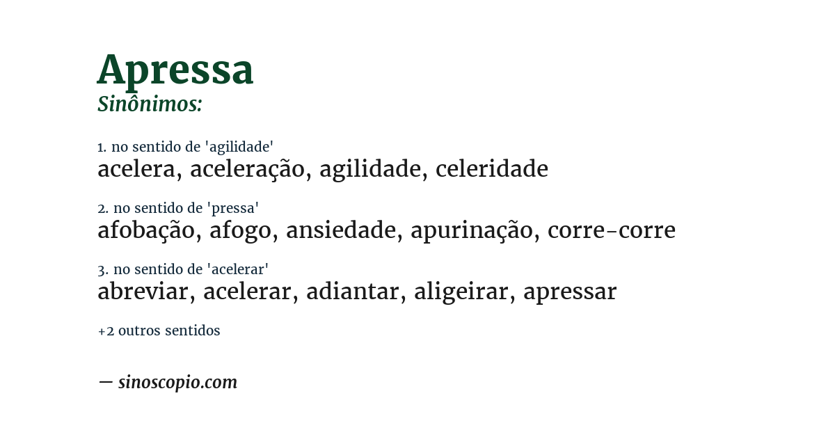 Sinônimo de apressa
