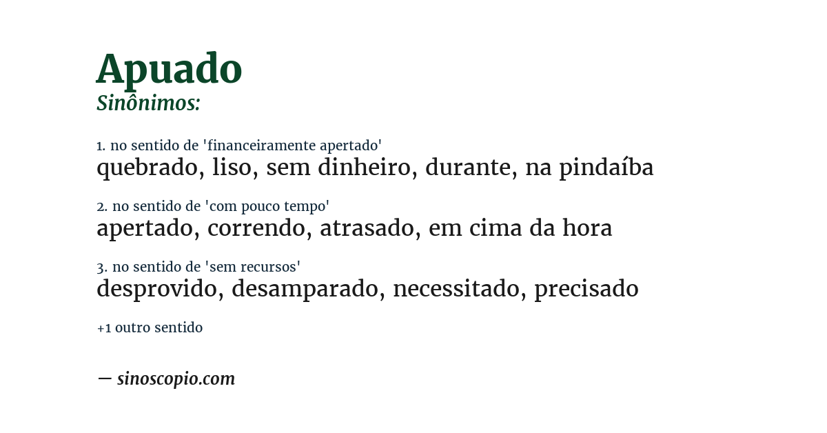 Sinônimo de apuado
