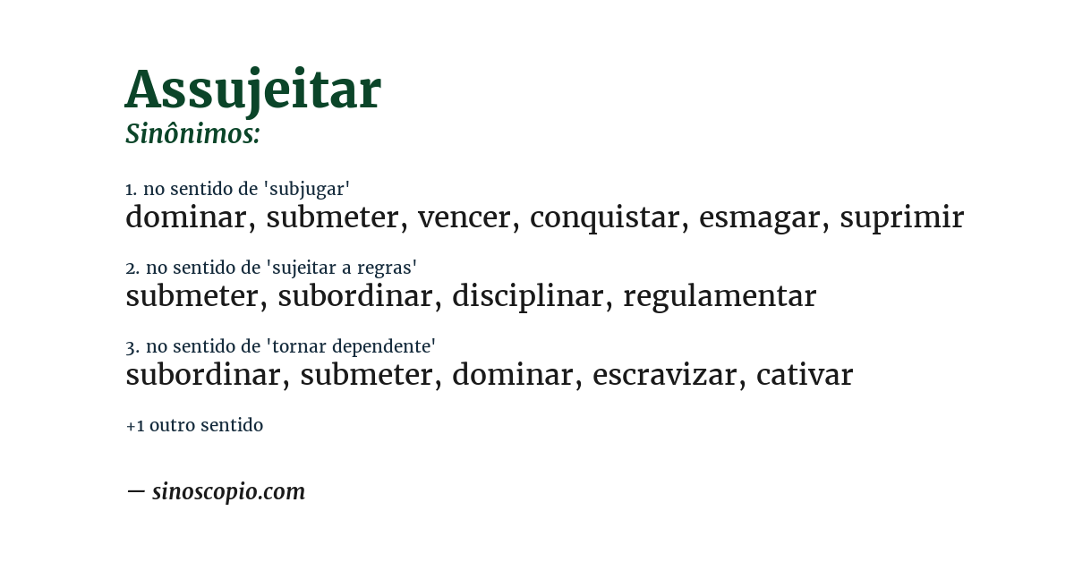 Sinônimo de assujeitar