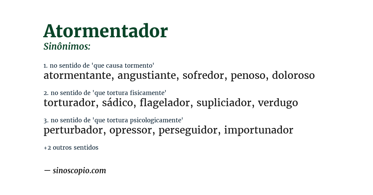 Sinônimo de atormentador