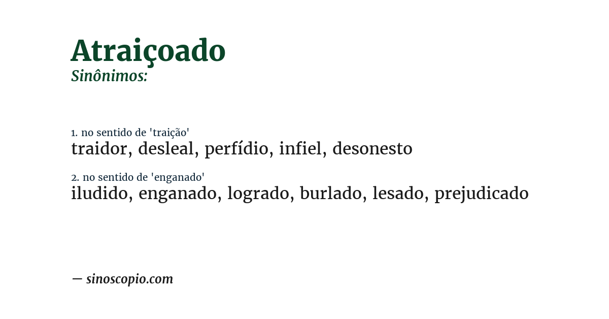 Sinônimo de atraiçoado