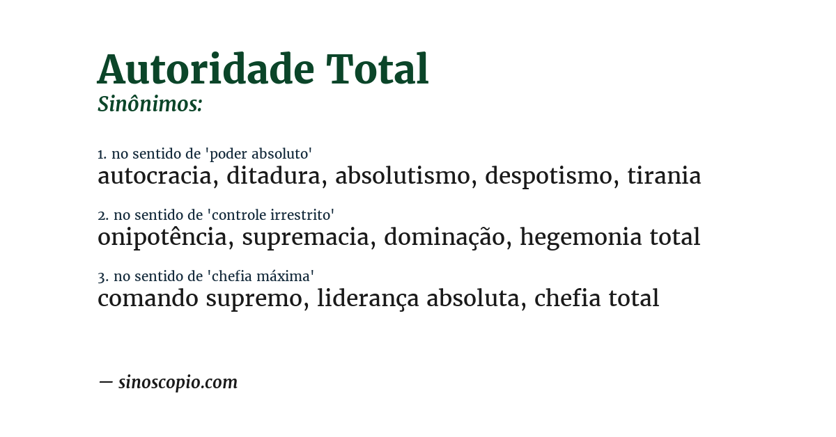 Sinônimo de autoridade total