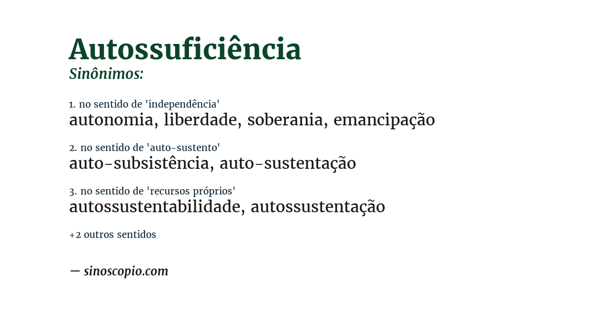 Sinônimo de autossuficiência