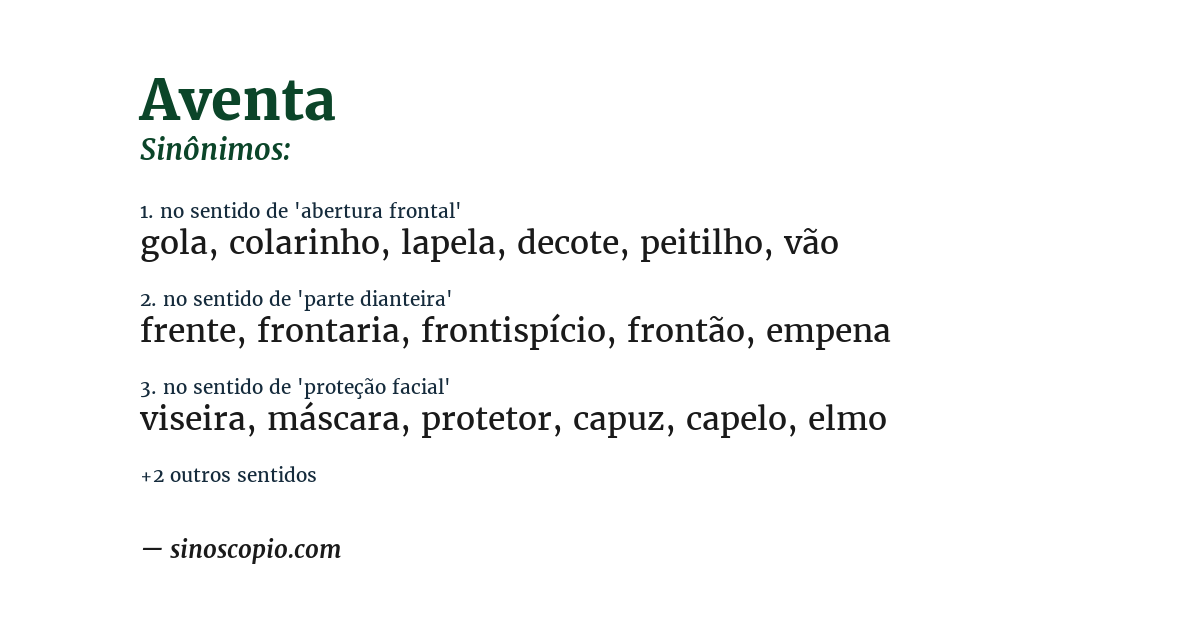 Sinônimo de aventa