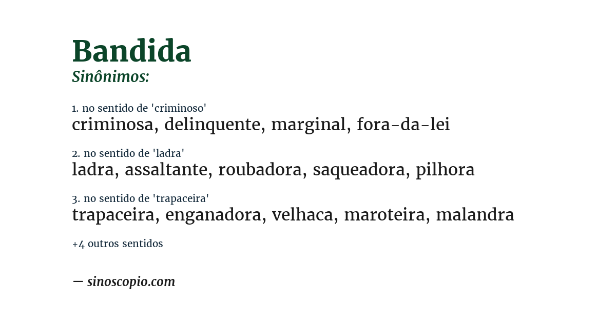 Sinônimo de bandida