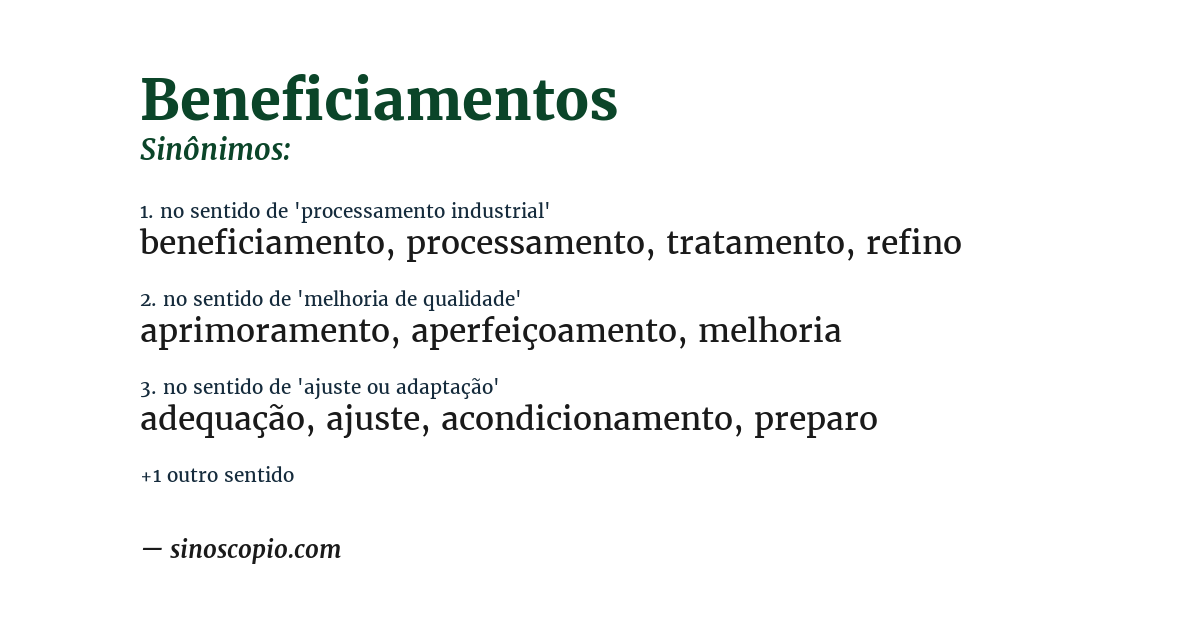 Sinônimo de beneficiamentos