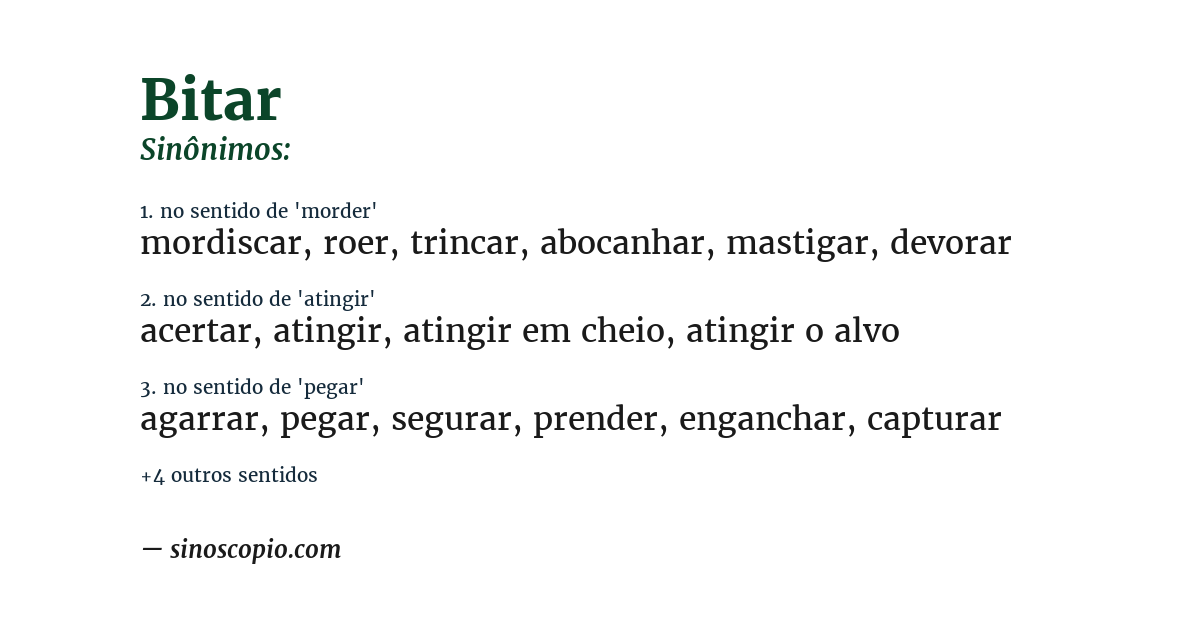 Sinônimo de bitar