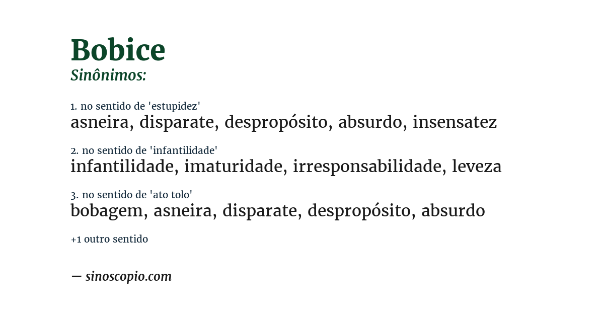 Sinônimo de bobice