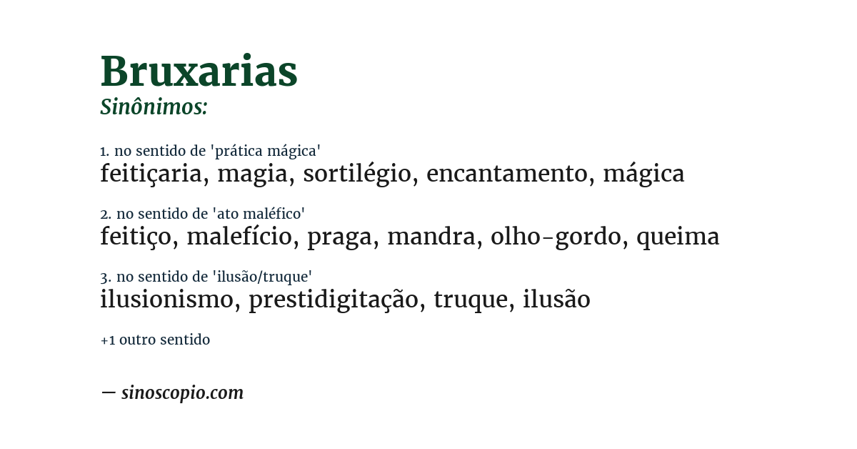 Sinônimo de bruxarias