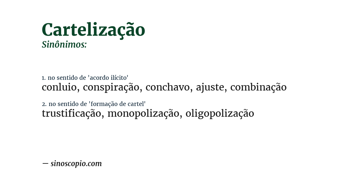 Sinônimo de cartelização