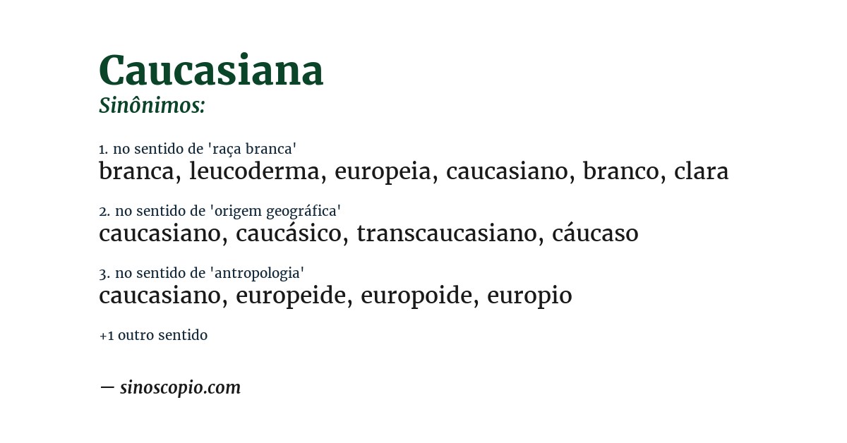 Sinônimo de caucasiana