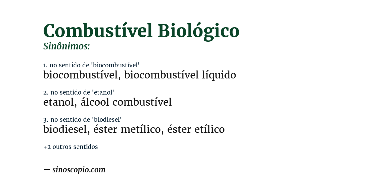 Sinônimo de combustível biológico