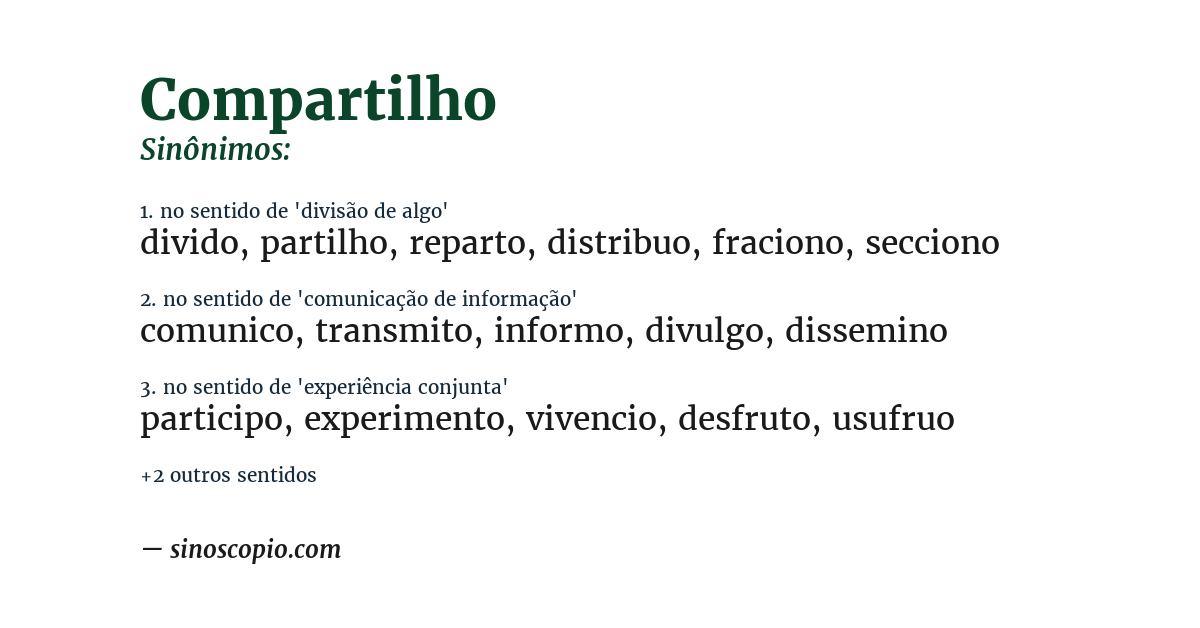 Sinônimo de compartilho
