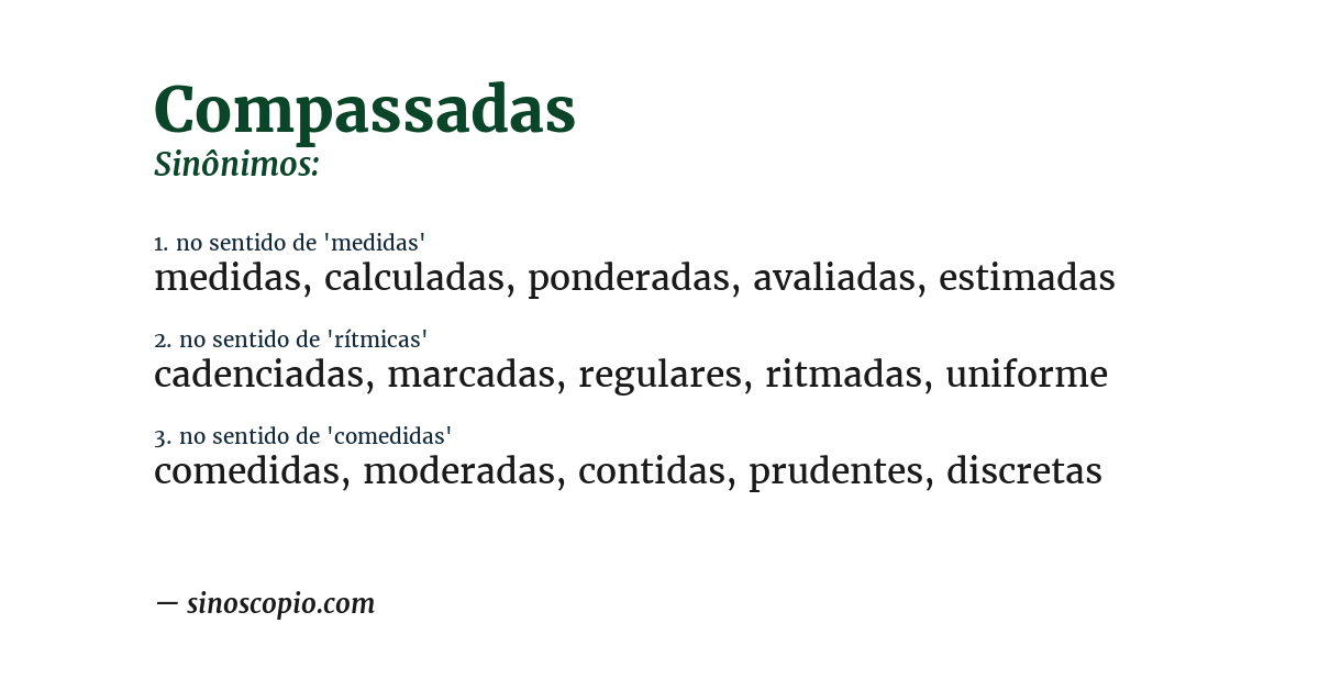 Sinônimo de compassadas