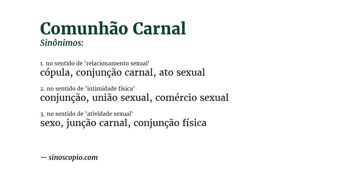 Sinônimo de comunhão carnal