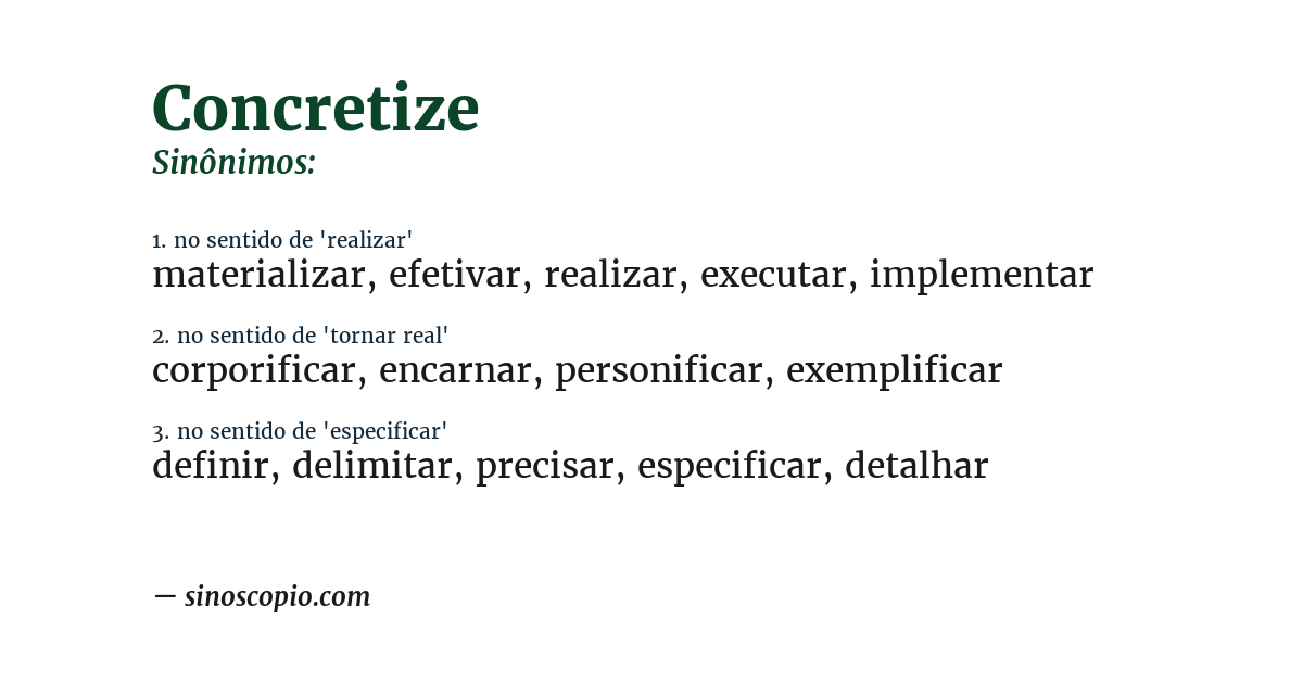 Sinônimo de concretize