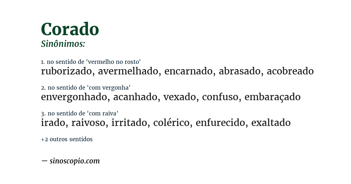 Sinônimo de corado