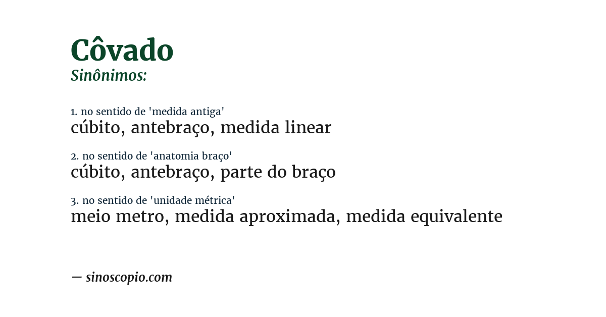 Sinônimo de côvado
