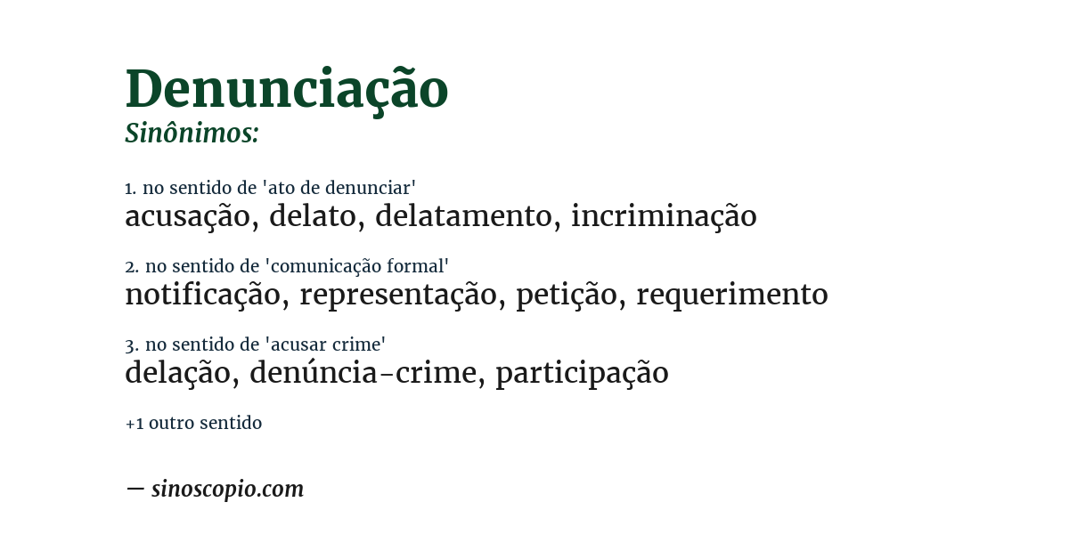 Sinônimo de denunciação