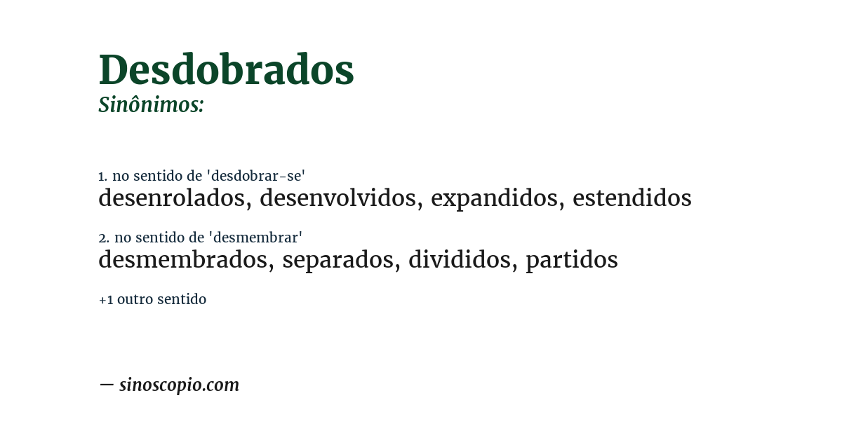 Sinônimo de desdobrados
