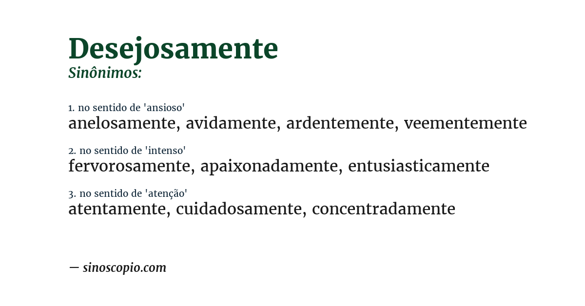 Sinônimo de desejosamente