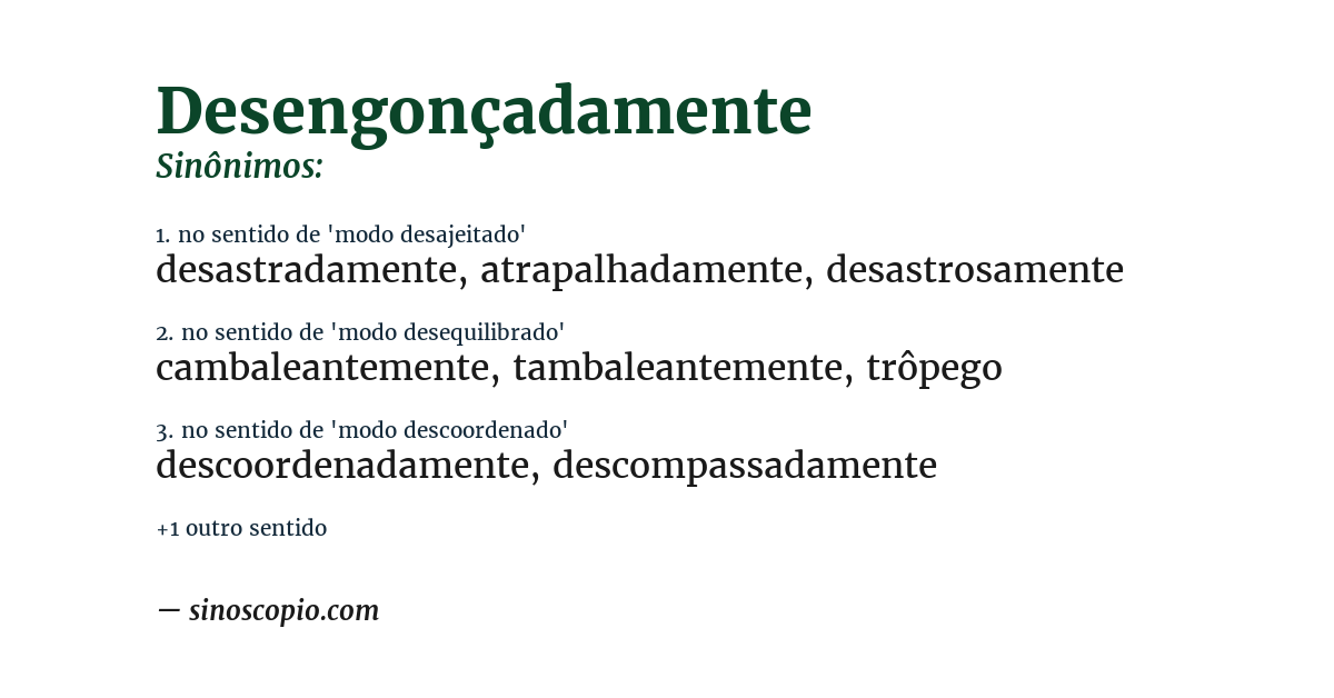 Sinônimo de desengonçadamente