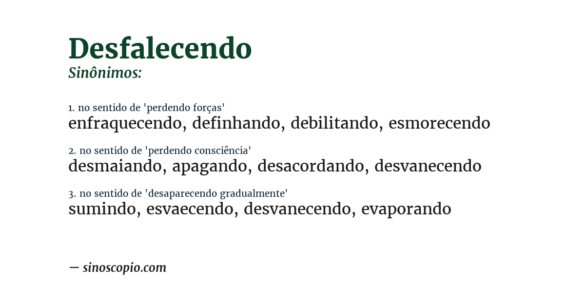 Sinônimo de desfalecendo