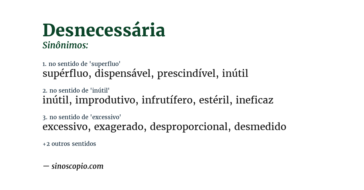 Sinônimo de desnecessária