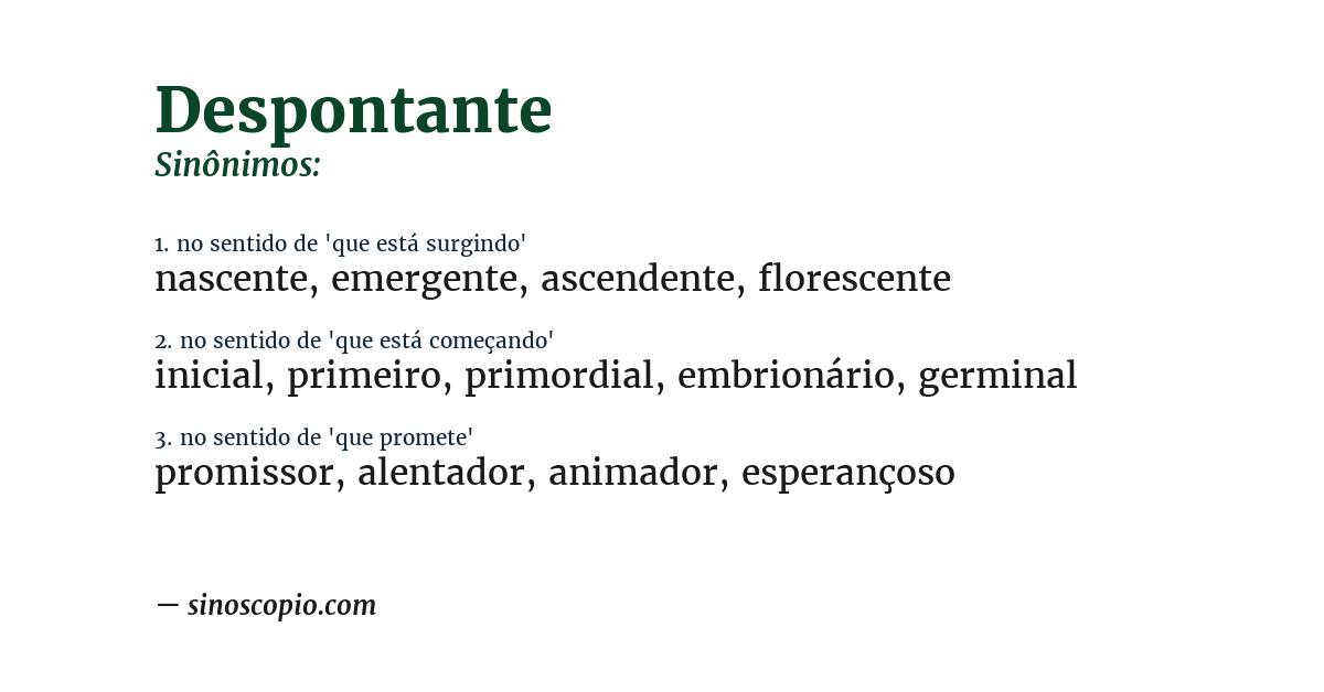 Sinônimo de despontante