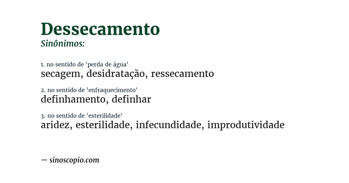 Sinônimo de dessecamento