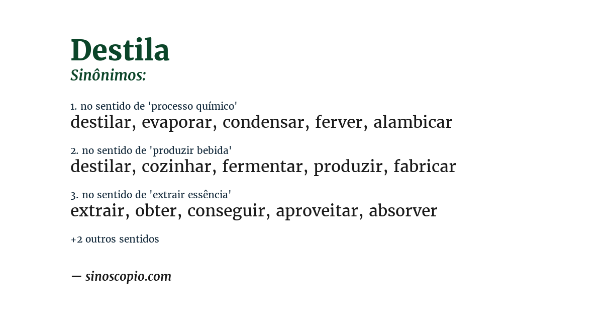 Sinônimo de destila