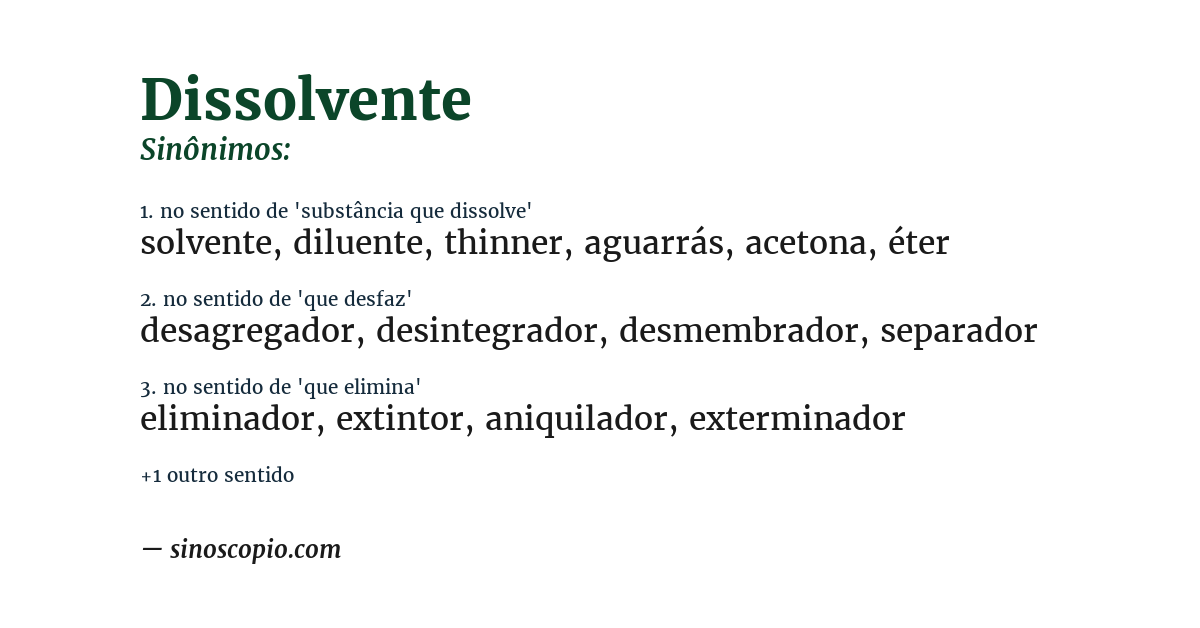 Sinônimo de dissolvente