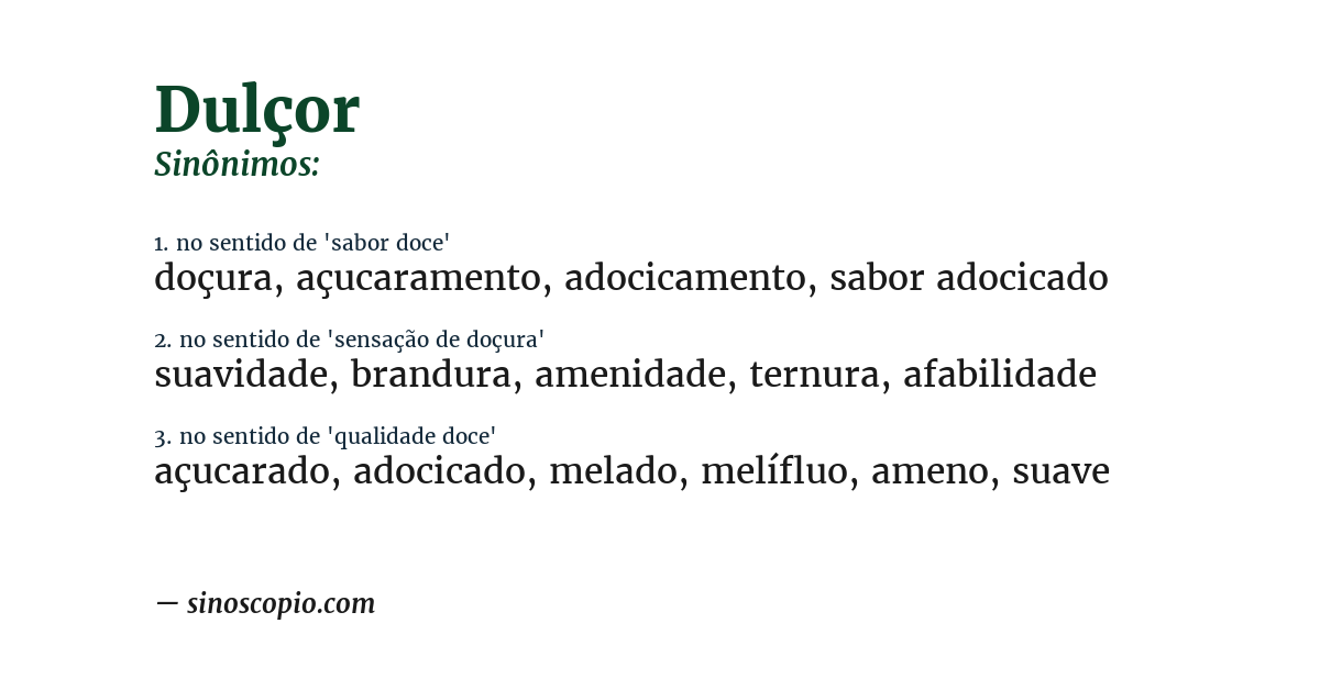 Sinônimo de dulçor