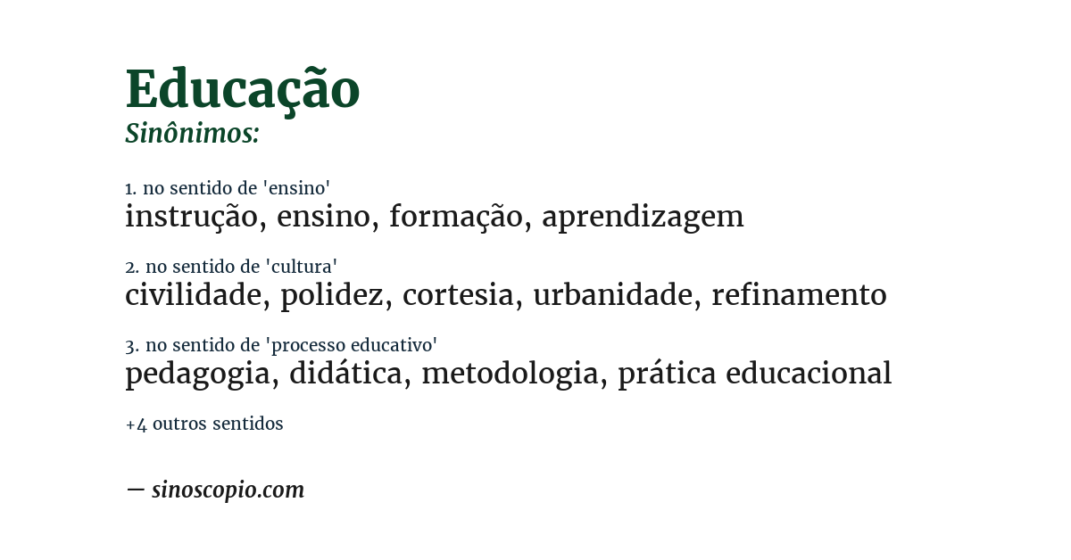 Sinônimo de educação