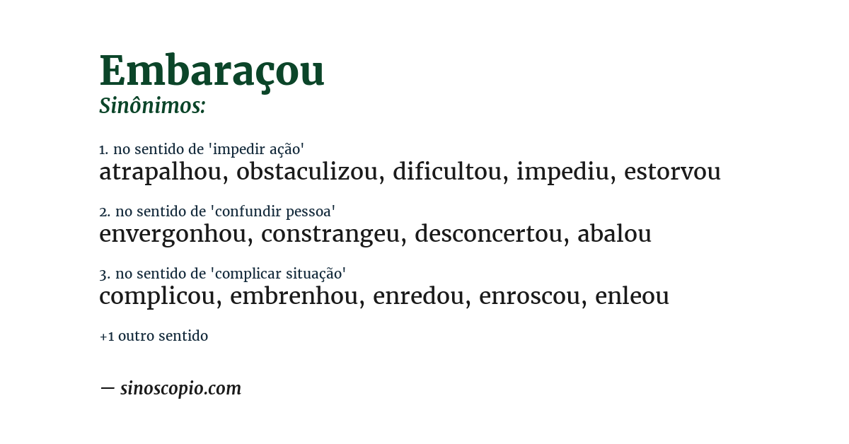 Sinônimo de embaraçou