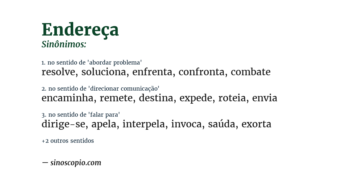 Sinônimo de endereça