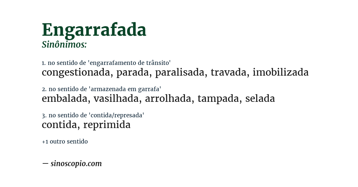 Sinônimo de engarrafada