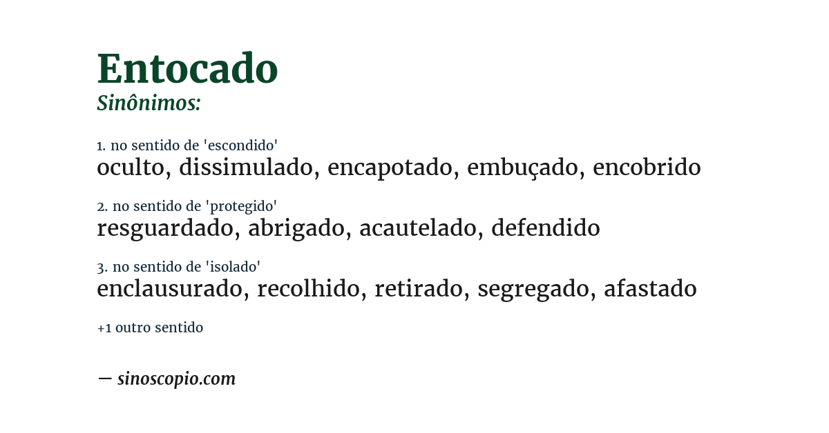 Sinônimo de entocado