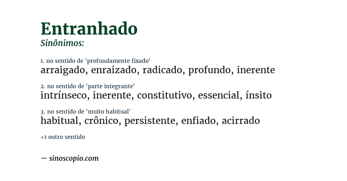 Sinônimo de entranhado