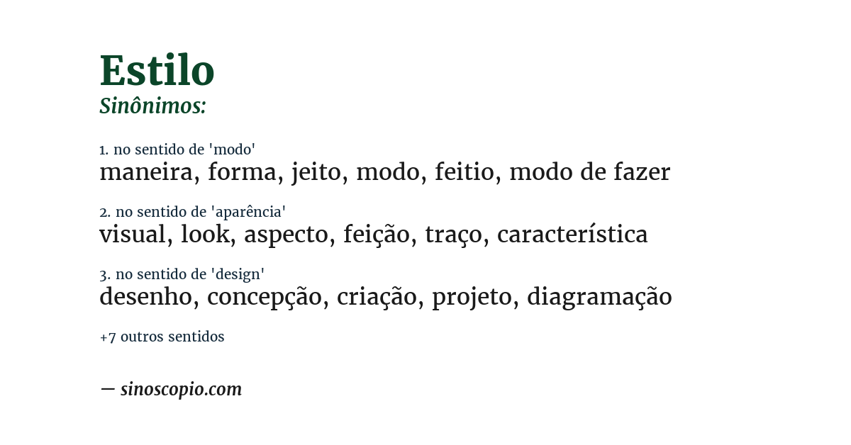 Sinônimo de estilo