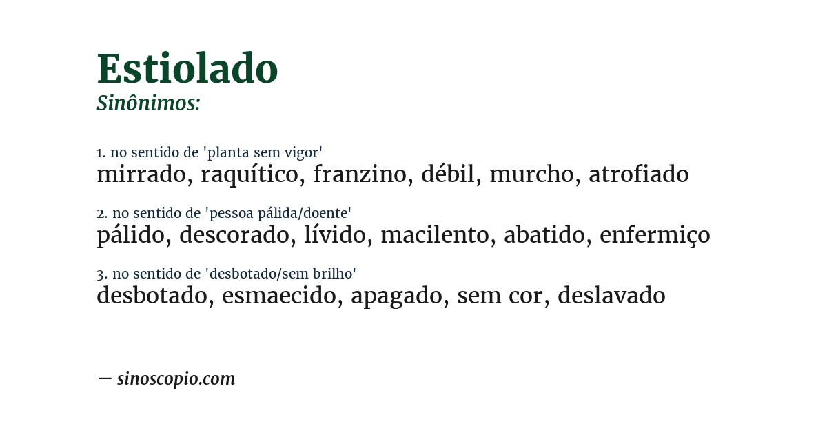 Sinônimo de estiolado