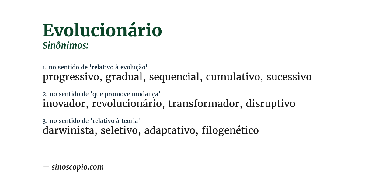 Sinônimo de evolucionário