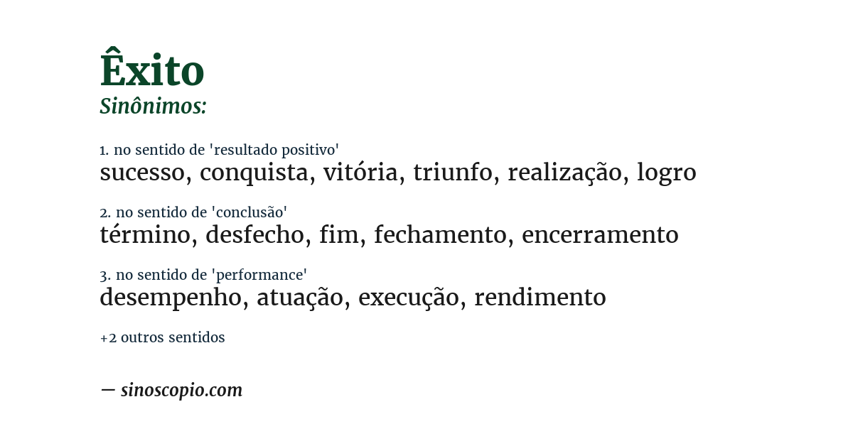 Sinônimo de êxito