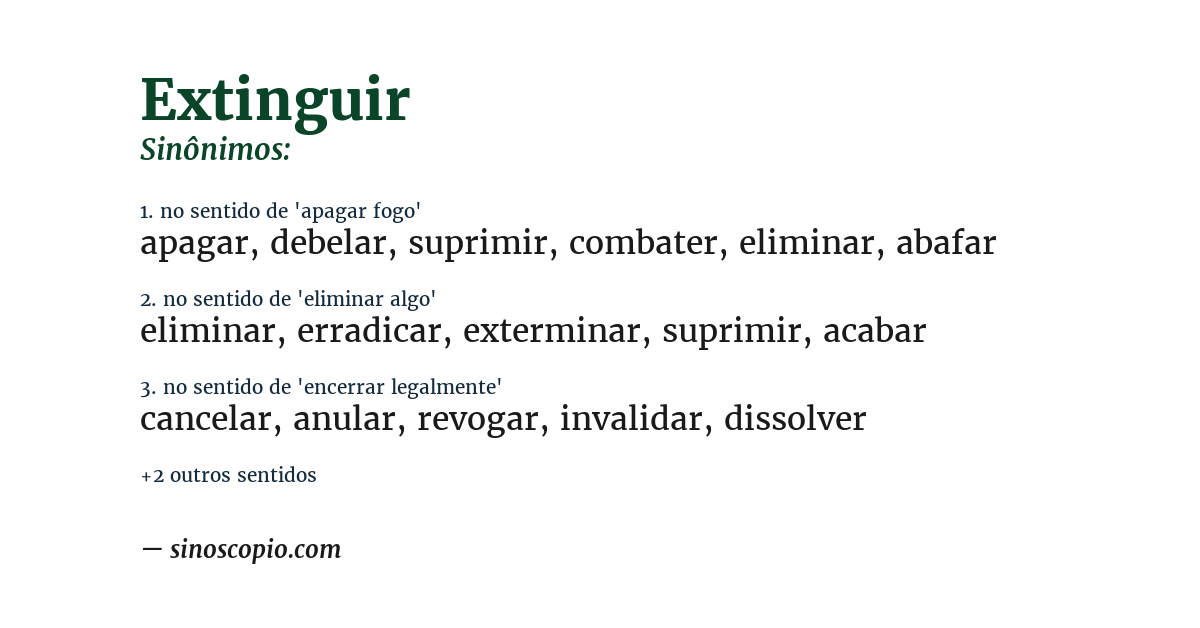 Sinônimo de extinguir