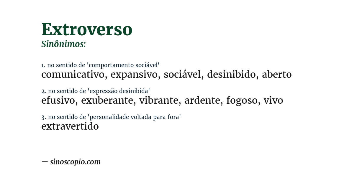 Sinônimo de extroverso